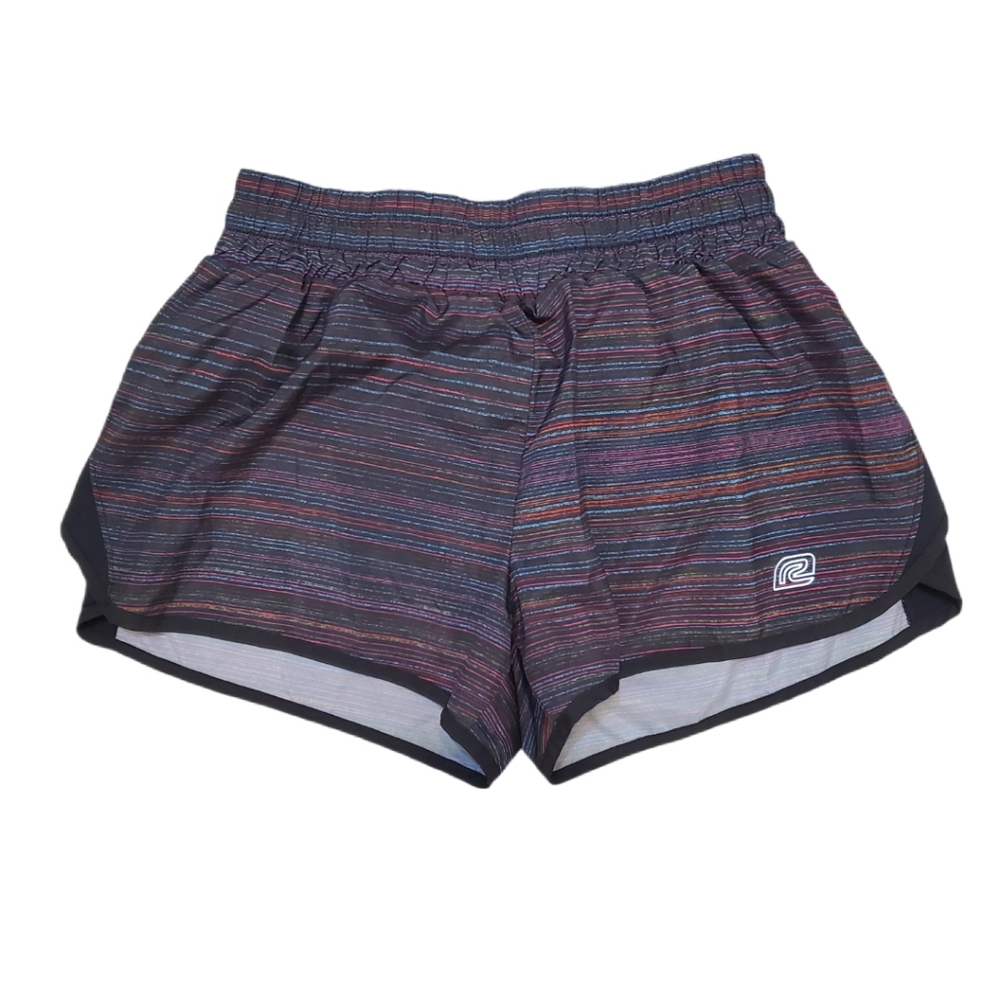 Road Runner Sports Women's Black Multi-color Stripe Hotty Running Shorts Medium‎